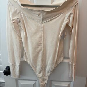 Free People Natural Off-Shoulder Bodysuit